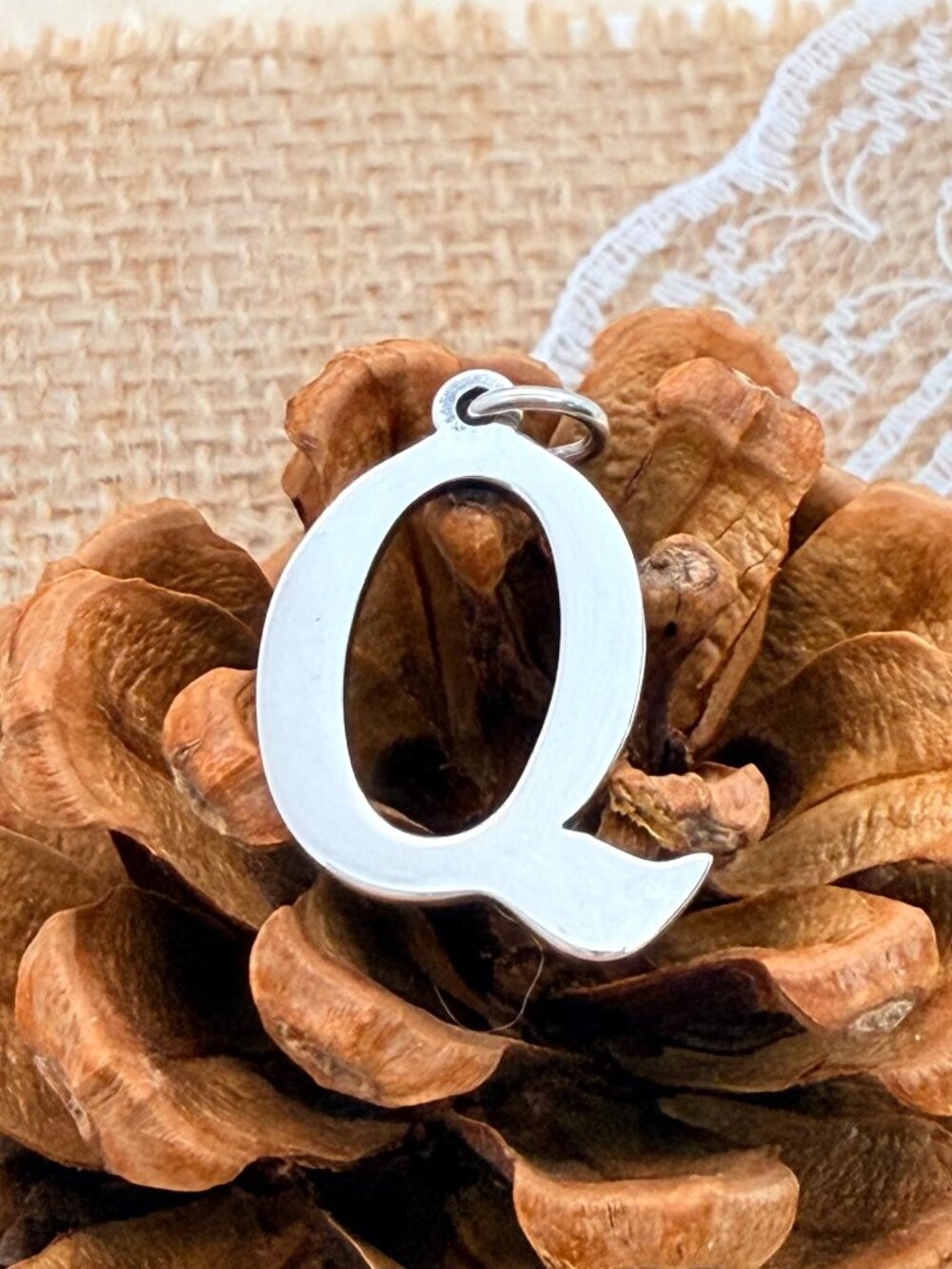 James Avery Large Script Initial Q Charm Sterling Silver Letter Charm